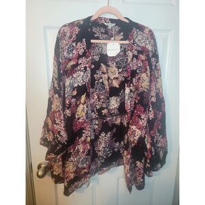 Style Envy Black 3x Floral Kimono Cardigan Boho Romantic Plus Size Cover Up